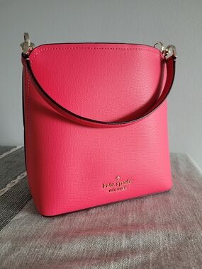 kate spade Bright Pink Leather Shoulder Bag with Gold Hardware